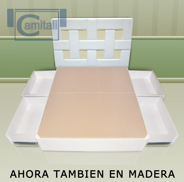 Canapé de madera con cajones iguales cama canape cajones