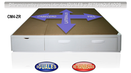 Canapé con cajones laterales RETRANQUEADOS cama canape cajones