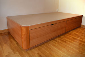 Click para ampliar cama individual con cajones en madera acabado forte color cerezo locarno